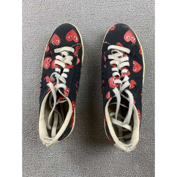Converse Play Comme Des Garcons Sneakers Men 8 Black Heart Print Low Top Lace Up - Picture 8 of 8